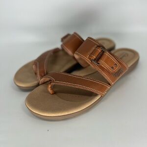 Brown Leather Clarks  Sandals, size 11, Brynn Maddi slip on, NWOT